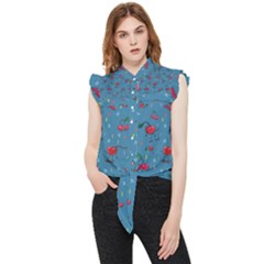 Red Cherries Athletes Frill Detail Shirt