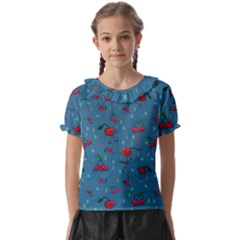 Red Cherries Athletes Kids  Frill Chiffon Blouse