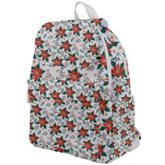 Large Christmas Poinsettias On White Top Flap Backpack by PodArtist