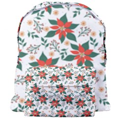 Large Christmas Poinsettias On White Giant Full Print Backpack by PodArtist