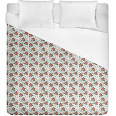 Small Red Christmas Poinsettias On White Duvet Cover (king Size)