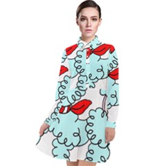 Doodle Poodle  Long Sleeve Chiffon Shirt Dress by IIPhotographyAndDesigns