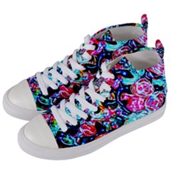 Neon Floral Women s Mid-top Canvas Sneakers by 3cl3ctix