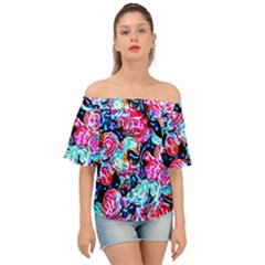 Neon Floral Off Shoulder Short Sleeve Top by 3cl3ctix