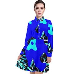 Abstract Tropical Long Sleeve Chiffon Shirt Dress by 3cl3ctix