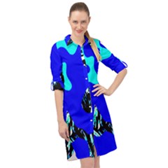 Abstract Tropical Long Sleeve Mini Shirt Dress by 3cl3ctix