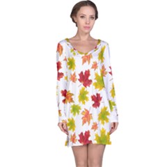 Bright Autumn Leaves Long Sleeve Nightdress by SychEva