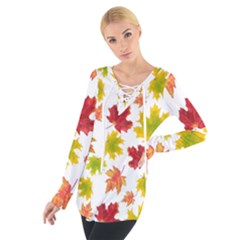 Bright Autumn Leaves Tie Up Tee by SychEva
