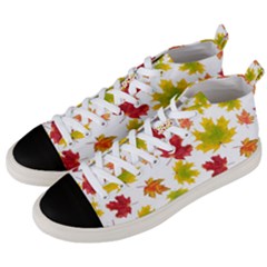 Bright Autumn Leaves Men s Mid-top Canvas Sneakers by SychEva