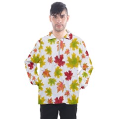 Bright Autumn Leaves Men s Half Zip Pullover by SychEva