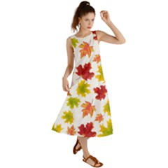 Bright Autumn Leaves Summer Maxi Dress by SychEva