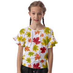 Bright Autumn Leaves Kids  Cut Out Flutter Sleeves by SychEva