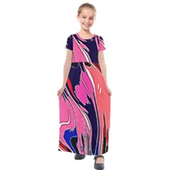 Painted Marble Kids  Short Sleeve Maxi Dress by 3cl3ctix