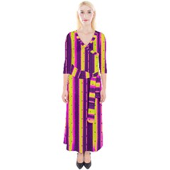 Warped Stripy Dots Quarter Sleeve Wrap Maxi Dress by essentialimage365