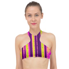 Warped Stripy Dots High Neck Bikini Top