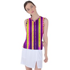 Warped Stripy Dots Women s Sleeveless Sports Top by essentialimage365