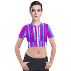 Warped Stripy Dots Short Sleeve Cropped Jacket by essentialimage365