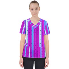 Warped Stripy Dots Women s V-neck Scrub Top by essentialimage365