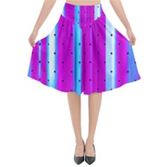 Warped Stripy Dots Flared Midi Skirt by essentialimage365