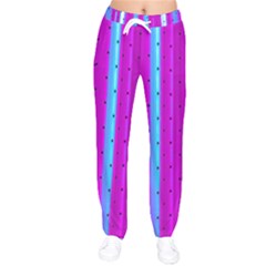 Warped Stripy Dots Women Velvet Drawstring Pants by essentialimage365