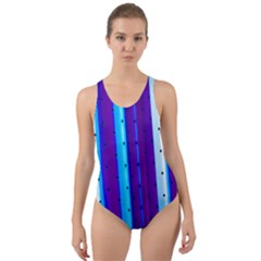 Warped Stripy Dots Cut-out Back One Piece Swimsuit by essentialimage365