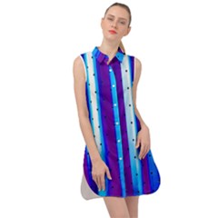Warped Stripy Dots Sleeveless Shirt Dress by essentialimage365