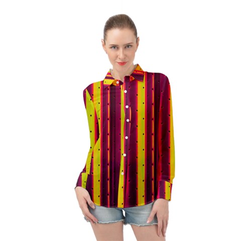 Warped Stripy Dots Long Sleeve Chiffon Shirt by essentialimage365