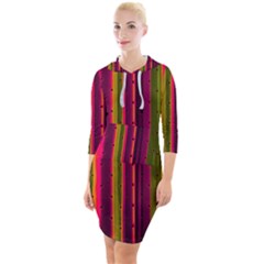 Warped Stripy Dots Quarter Sleeve Hood Bodycon Dress by essentialimage365