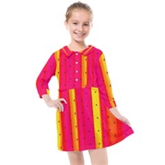 Warped Stripy Dots Kids  Quarter Sleeve Shirt Dress by essentialimage365