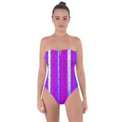 Warped Stripy Dots Tie Back One Piece Swimsuit by essentialimage365