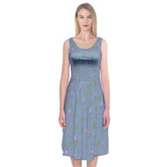 Curly Flowers Midi Sleeveless Dress by SychEva