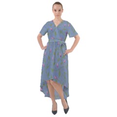 Curly Flowers Front Wrap High Low Dress by SychEva