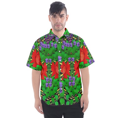 A Island Of Roses In The Calm Sea Men s Short Sleeve Shirt by pepitasart