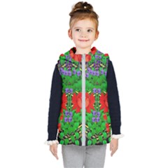 A Island Of Roses In The Calm Sea Kids  Hooded Puffer Vest by pepitasart