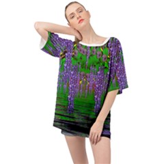 A Island Of Flowers In The Calm Sea Oversized Chiffon Top by pepitasart