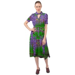 A Island Of Flowers In The Calm Sea Keyhole Neckline Chiffon Dress by pepitasart