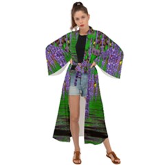 A Island Of Flowers In The Calm Sea Maxi Kimono by pepitasart