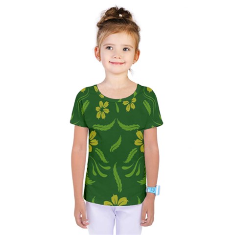 Folk Flowers Print Floral Pattern Ethnic Art Kids  One Piece Tee by Eskimos