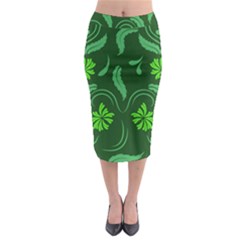 Folk Flowers Print Floral Pattern Ethnic Art Midi Pencil Skirt by Eskimos