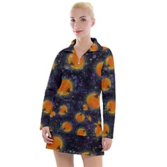 Space Pumpkins Women s Long Sleeve Casual Dress by SychEva