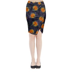 Space Pumpkins Midi Wrap Pencil Skirt by SychEva