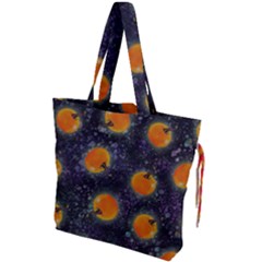 Space Pumpkins Drawstring Tote Bag by SychEva