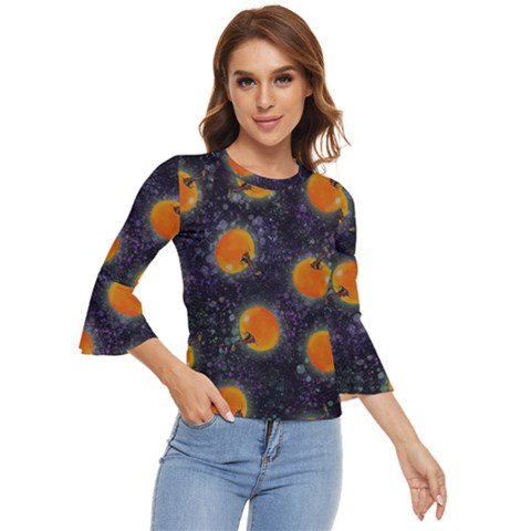 Space Pumpkins Bell Sleeve Top by SychEva