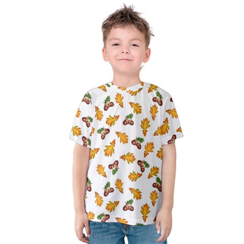Oak Leaves And Acorns Kids  Cotton Tee by SychEva