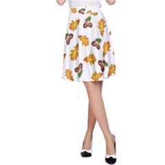 Oak Leaves And Acorns A-line Skirt by SychEva