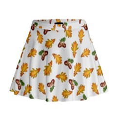 Oak Leaves And Acorns Mini Flare Skirt by SychEva