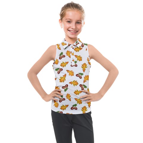 Oak Leaves And Acorns Kids  Sleeveless Polo Tee by SychEva