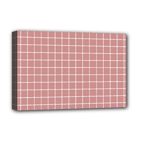 Abstrait Carreaux Rose/blanc Deluxe Canvas 18  X 12  (stretched) by kcreatif