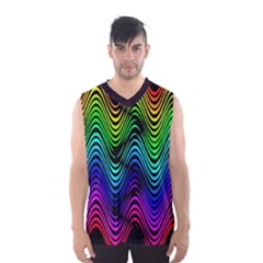 Abstract Rainbow Curves Pattern Men s Basketball Tank Top by Casemiro