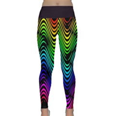 Abstract Rainbow Curves Pattern Lightweight Velour Classic Yoga Leggings by Casemiro